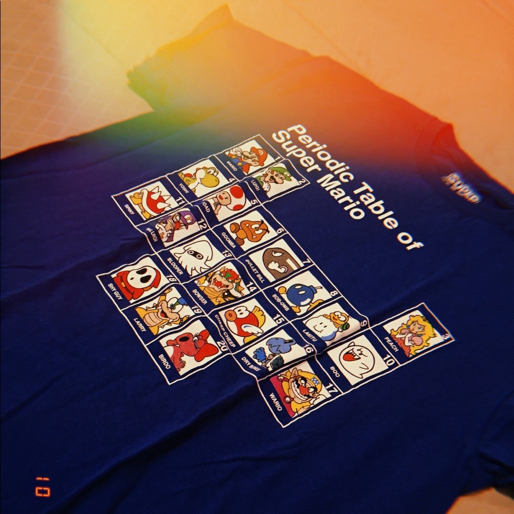 Blue “Periodic Table of Super Mario” T-Shirt